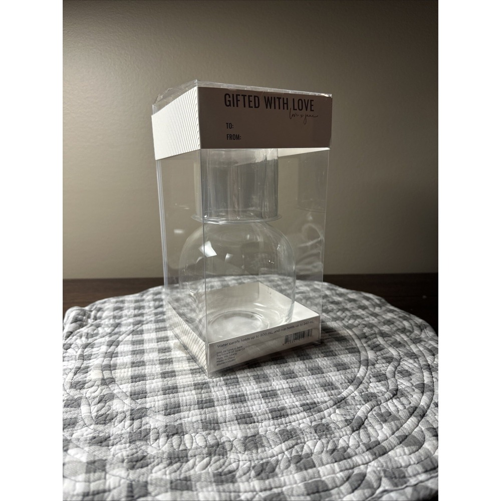 Glass Carafe & Cup Set Bedside Pitcher and Drinking Glass 800mL, 240mL Tumble up